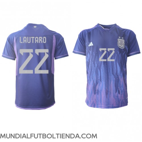 Camiseta Argentina Lautaro Martinez #22 Segunda Equipación Replica Mundial 2022 mangas cortas
